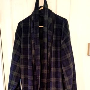 LLBean men's XL plaid fleece robe
